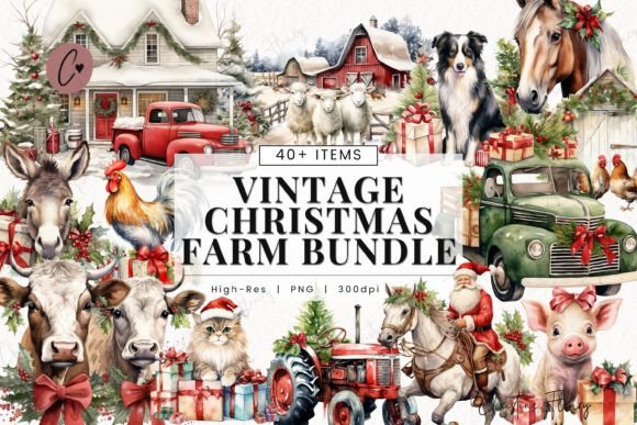 Download Vintage Christmas Farm Clipart - Farm clipart Collection