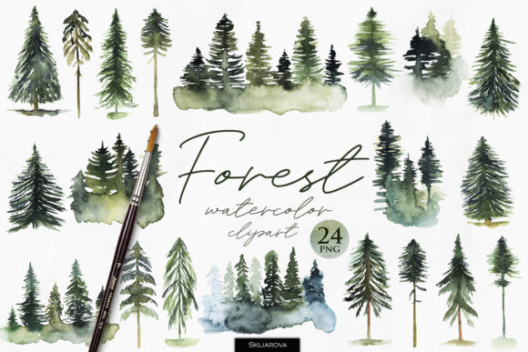 Download Watercolor Forest Clipart - Forest Collection