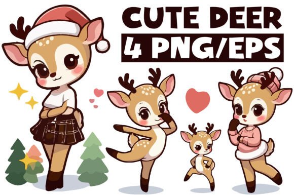 Download Cute Deer Vector Graphic Illustrations - Illustrations Collection