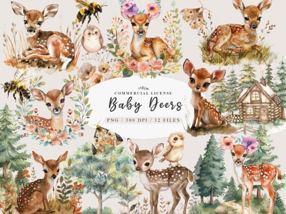 Download Forest Animals Clipart, Baby Deer Png - Forest Collection