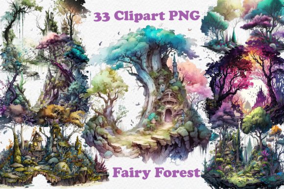 Download Watercolor Fairy Forest Clipart PNG - Forest Collection
