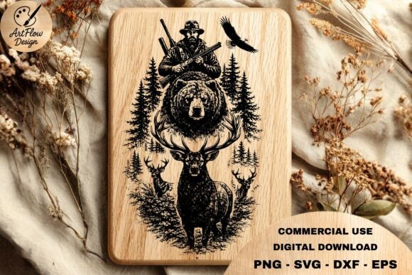 Download Hunter Wildlife Engraving SVG - Wild Collection